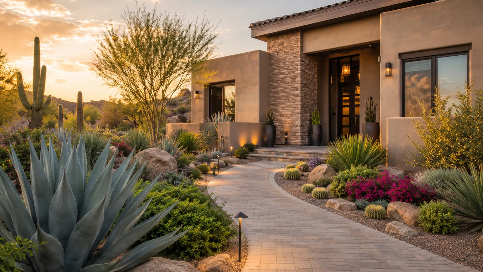 Premium Arizona backyard shown in the Sonoran Outdoor Living one-page website demo