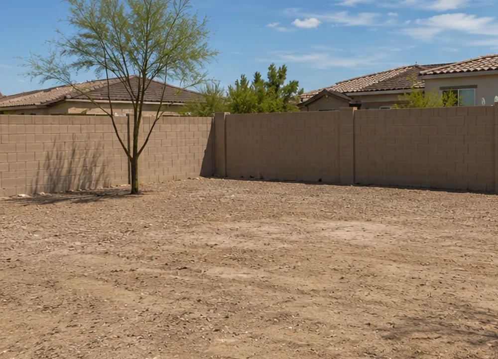 Bare backyard before landscaping