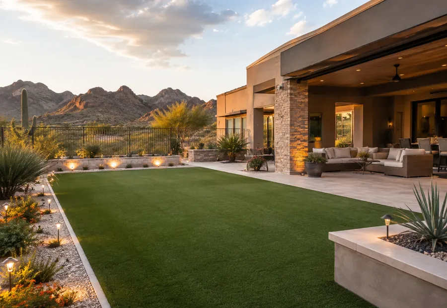 Artificial turf backyard
